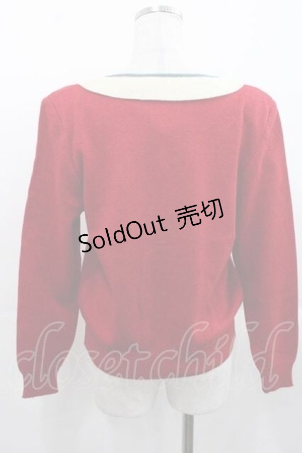 画像2: PINK HOUSE / 襟デザインニットトップス  赤Ｘ白Ｘサックス I-25-11-15-022-LO-TO-SA-ZI (2)
