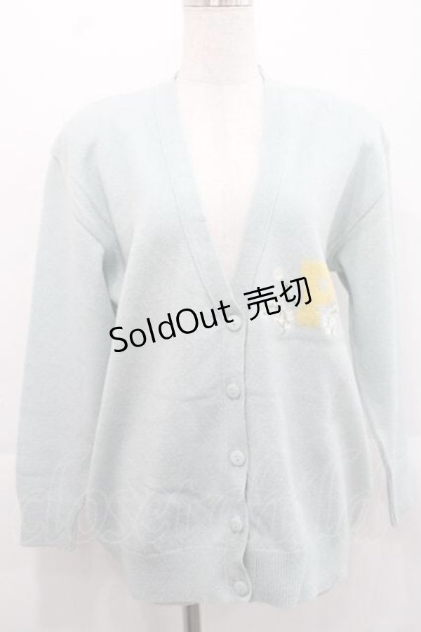 画像1: PINK HOUSE / 雛菊刺繍Pモチーフニットカーディガン  サックス I-25-11-15-023-LO-TO-SA-ZI (1)