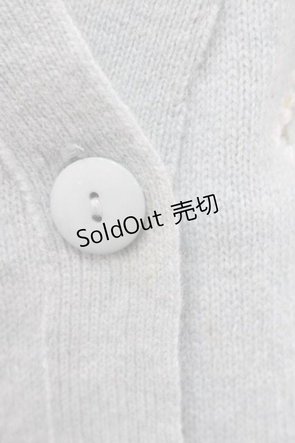 画像4: PINK HOUSE / 雛菊刺繍Pモチーフニットカーディガン  サックス I-25-11-15-023-LO-TO-SA-ZI (4)