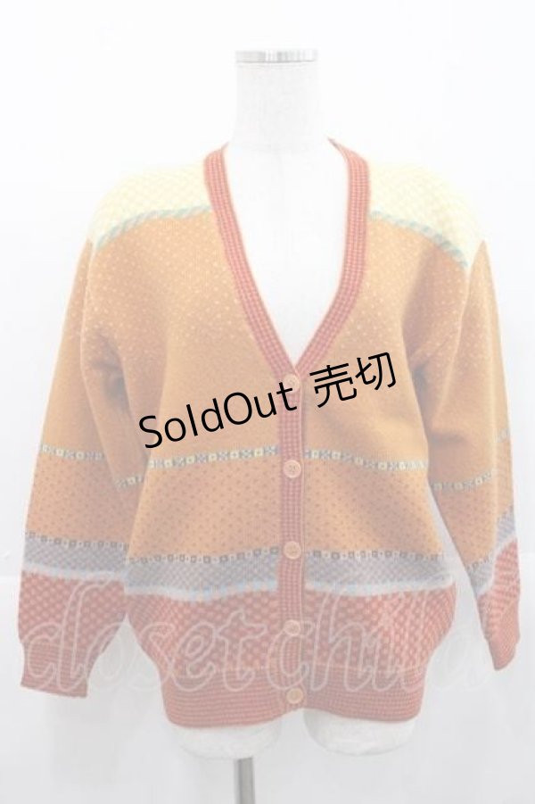 画像1: PINK HOUSE / ライン切替ニットカーディガン  ブラウンＸカラフル I-25-11-15-025-LO-TO-SA-ZI (1)