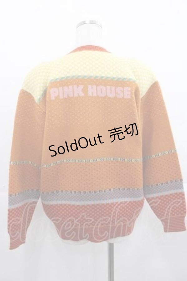 画像2: PINK HOUSE / ライン切替ニットカーディガン  ブラウンＸカラフル I-25-11-15-025-LO-TO-SA-ZI (2)