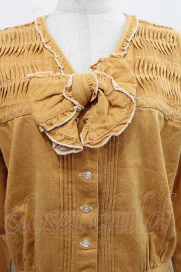 画像3: PINK HOUSE / フロントピンタックリボンブラウス  カラシ I-25-11-15-026-LO-BL-SA-ZI (3)