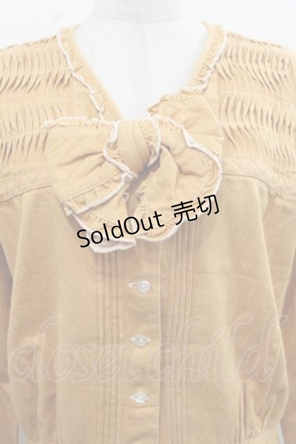 画像3: PINK HOUSE / フロントピンタックリボンブラウス  カラシ I-25-11-15-026-LO-BL-SA-ZI (3)