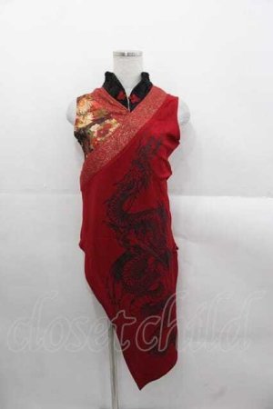 画像: Qutie Frash / 和チャイナアシメチュニック  赤Ｘ黒 I-25-11-18-006-QU-TO-SA-ZI