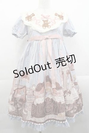画像: Lullaby（海外ロリータブランド） / Bear’s Lullabyショートスリーブワンピース S サックス I-25-11-18-037-LO-OP-SA-ZI