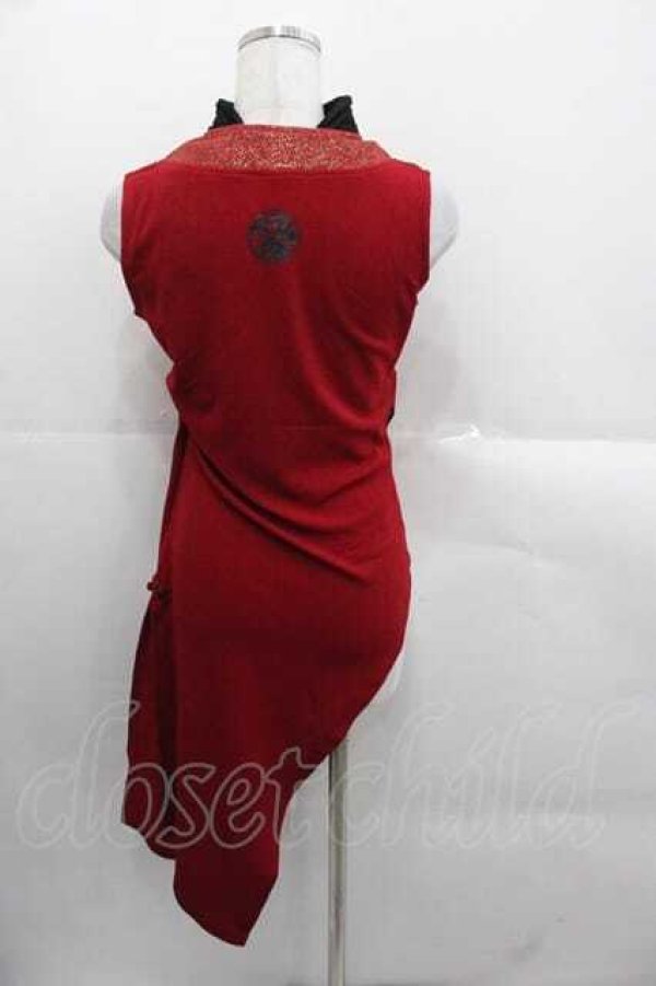 画像2: Qutie Frash / 和チャイナアシメチュニック  赤Ｘ黒 I-25-11-18-006-QU-TO-SA-ZI (2)