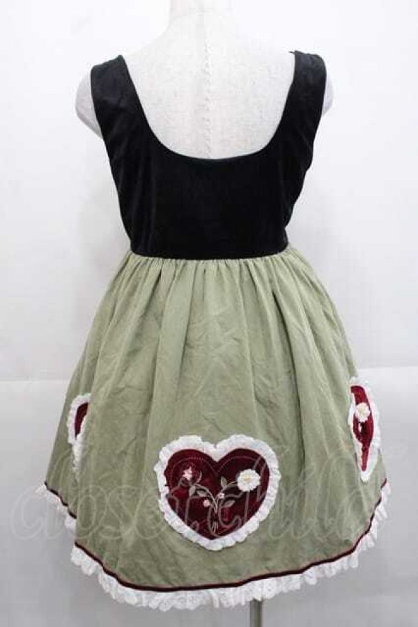 画像2: Pretty Rock Baby（海外ロリータブランド） / ベロア切替ジャンパースカート S ブラック×グリーン I-25-11-18-043-LO-OP-SA-ZS (2)