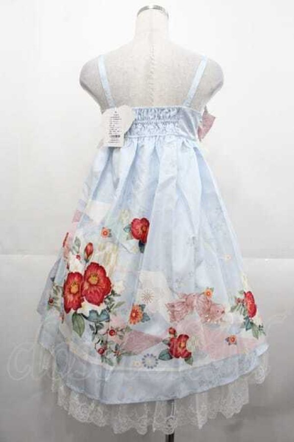 画像2: Nyanya / 山茶歌謠ハイウエストショート丈ジャンパースカート S 浅葱 I-25-11-18-046-EL-OP-SA-ZS (2)