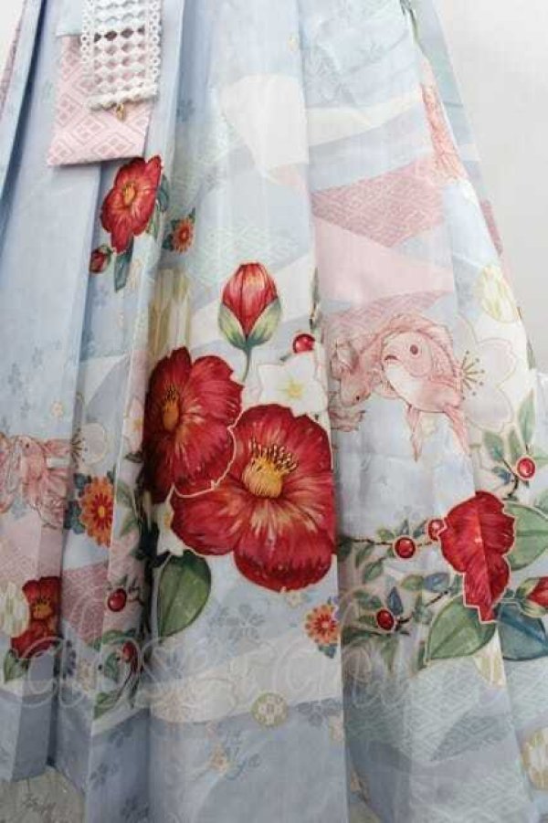 画像3: Nyanya / 山茶歌謠ハイウエストショート丈ジャンパースカート S 浅葱 I-25-11-18-046-EL-OP-SA-ZS (3)