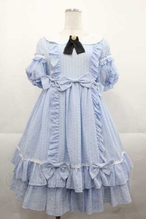 画像: 南瓜猫(Pumpkin Cat)（海外ロリータブランド） / ギンガムワッフルワンピース S サックス I-25-11-18-047-LO-OP-SA-ZI