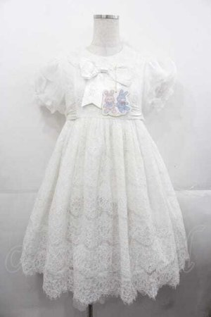 画像: choker rabbit（海外ロリータブランド） / 総レースロゴリボンワンピース S ホワイト I-25-11-18-049-LO-OP-SA-ZI