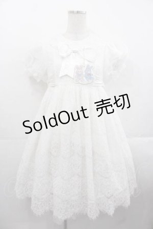 画像: choker rabbit（海外ロリータブランド） / 総レースロゴリボンワンピース S ホワイト I-25-11-18-049-LO-OP-SA-ZI