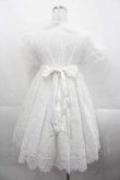 画像2: choker rabbit（海外ロリータブランド） / 総レースロゴリボンワンピース S ホワイト I-25-11-18-049-LO-OP-SA-ZI (2)