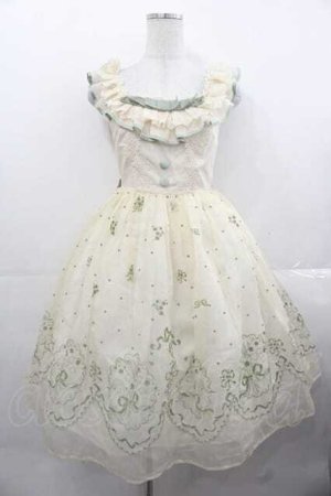 画像: 玻璃紙之夜(Nuit De Cellophone)（海外ロリータブランド） / 幽谷風鈴フロッキージャンパースカート XS グリーン I-25-11-18-050-LO-OP-SA-ZI