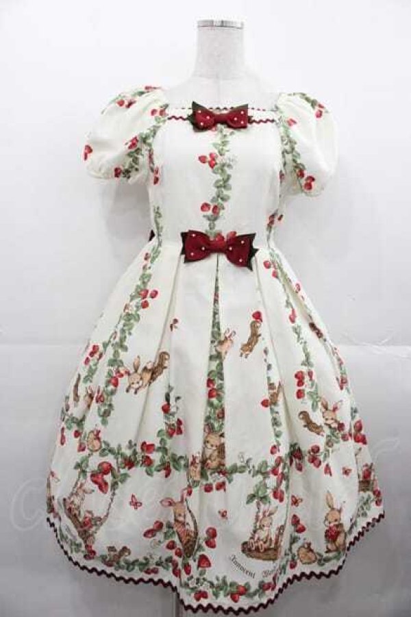 画像1: Innocent World / いちご畑のストライプハイウエストワンピース M キナリ×キナリ I-25-11-18-052-IW-OP-SA-ZI (1)