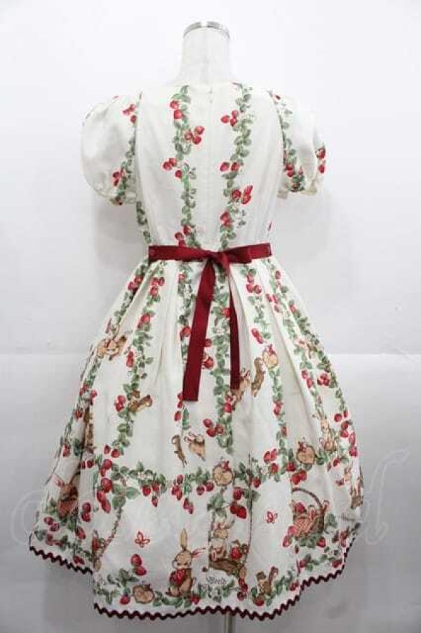 画像2: Innocent World / いちご畑のストライプハイウエストワンピース M キナリ×キナリ I-25-11-18-052-IW-OP-SA-ZI (2)