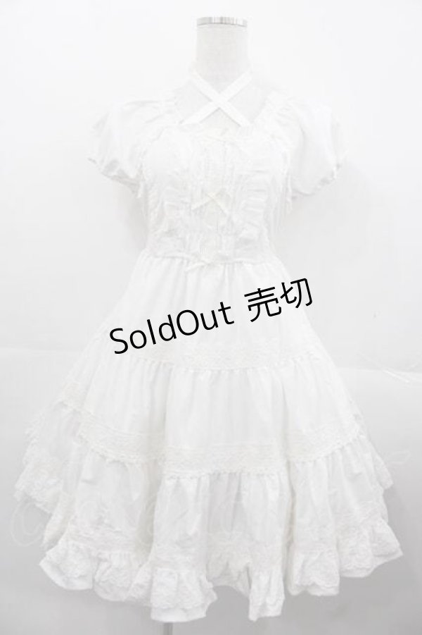 画像1: 榛果可可花束(BacioBouquet)（海外ロリータブランド） / Doll Storyミニ袖ワンピース S ホワイト I-25-11-18-055-LO-OP-SA-ZI (1)
