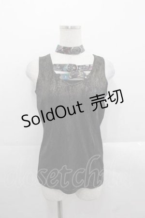 画像: Qutie Frash / ベルトチョーカー付きタンク  黒Ｘゴールド I-25-11-18-010-QU-TO-SA-ZI