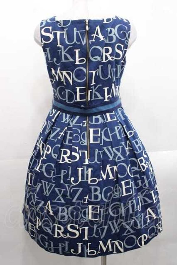 画像2: Jane Marple / アルファベットロゴのスクエアドレス M ブルー I-25-11-18-059-JM-OP-SA-ZI (2)