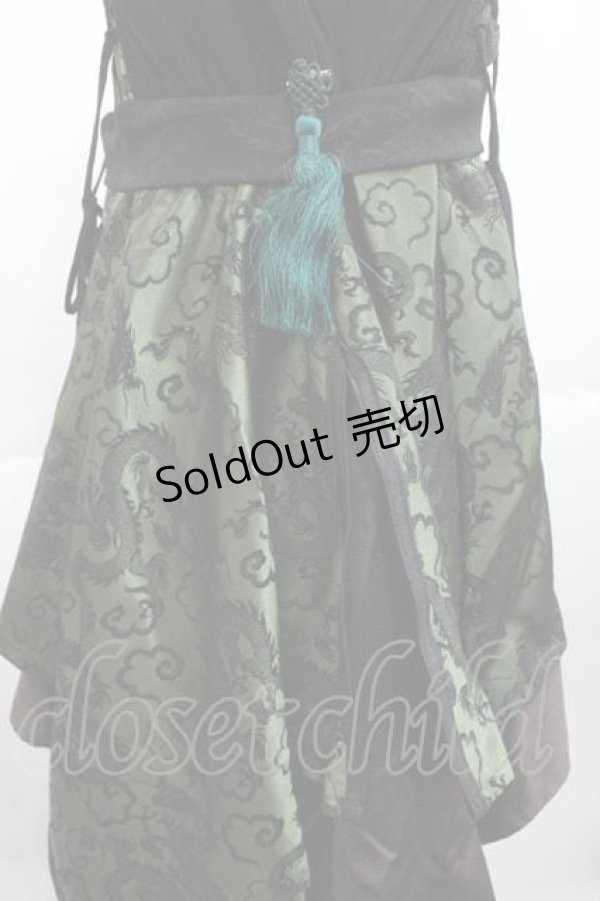 画像5: Qutie Frash / チャイナノースリーブチュニック  黒Ｘ緑 I-25-11-18-061-QU-TO-SA-ZI (5)