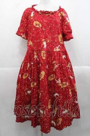 画像: PINK HOUSE / チェリー&ハットプリントワンピース  レッド I-25-11-18-063-LO-OP-SA-ZI