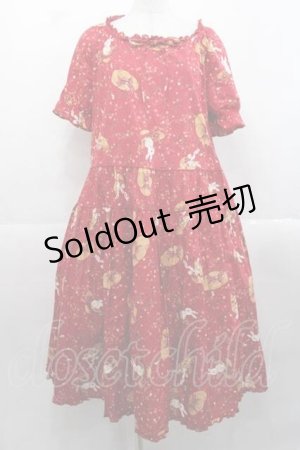 画像: PINK HOUSE / チェリー&ハットプリントワンピース  レッド I-25-11-18-063-LO-OP-SA-ZI