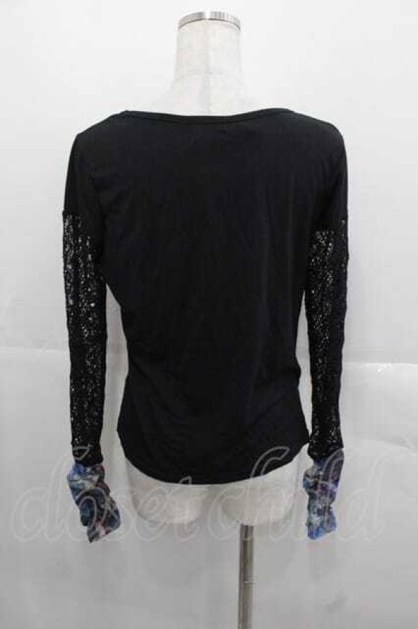 画像2: Qutie Frash / 透かし切替カットソー  黒Ｘ青 I-25-11-18-012-QU-TO-SA-ZI (2)