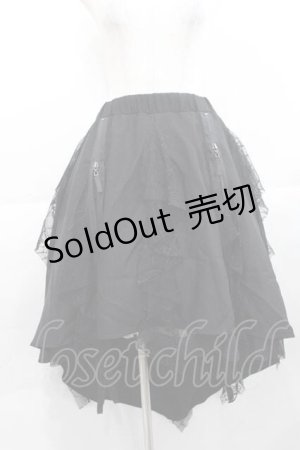 画像: Qutie Frash / 龍プリントZIP蜘蛛の巣レーススカート  黒 I-25-11-18-073-QU-SK-SA-ZI