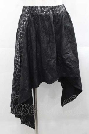 画像: Qutie Frash / レオパードライン変形スカート  黒 I-25-11-18-074-QU-SK-SA-ZI