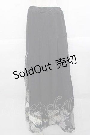 画像: Qutie Frash / シフォンプリーツ重ねワイドパンツ  黒Ｘ白 I-25-11-18-080-QU-PA-SA-ZI