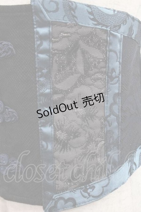 画像4: Qutie Frash / チャイナボタンリボンコルセット  黒Ｘ青 I-25-11-18-084-QU-TO-SA-ZI (4)