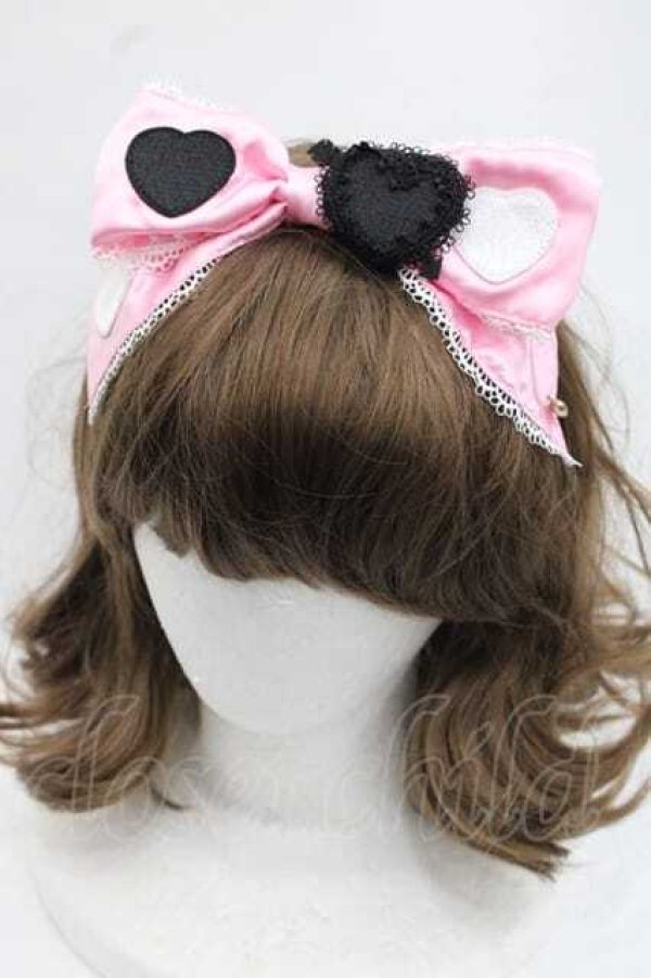 画像1: LOLITAその他(お買取対象外) / ハートアップリケカチューシャ  ピンク I-25-11-18-088-LO-AC-SA-ZI (1)