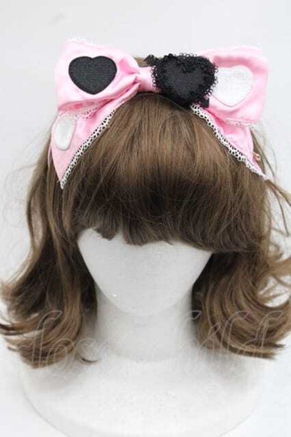 画像2: LOLITAその他(お買取対象外) / ハートアップリケカチューシャ  ピンク I-25-11-18-088-LO-AC-SA-ZI (2)