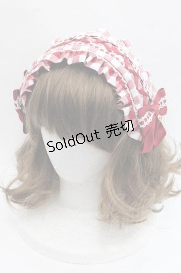 画像1: metamorphose / ヘッドドレス風カチューシャ(ギンガム)  赤Ｘ白 I-25-11-18-094-ME-AC-SA-ZI (1)