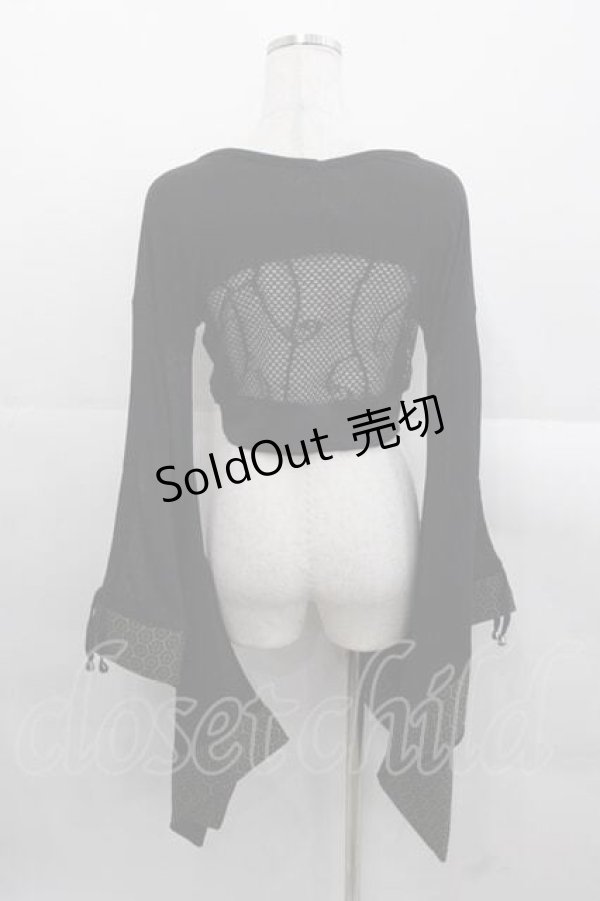 画像2: Qutie Frash / メッシュ切替着物袖トップス  黒Ｘブラウン I-25-11-18-016-QU-TO-SA-ZI (2)