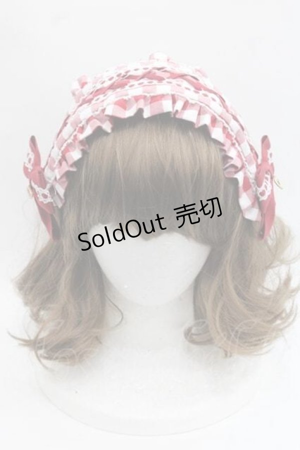 画像2: metamorphose / ヘッドドレス風カチューシャ(ギンガム)  赤Ｘ白 I-25-11-18-094-ME-AC-SA-ZI (2)