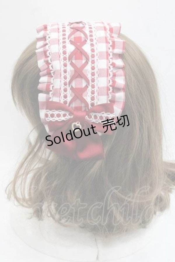 画像3: metamorphose / ヘッドドレス風カチューシャ(ギンガム)  赤Ｘ白 I-25-11-18-094-ME-AC-SA-ZI (3)