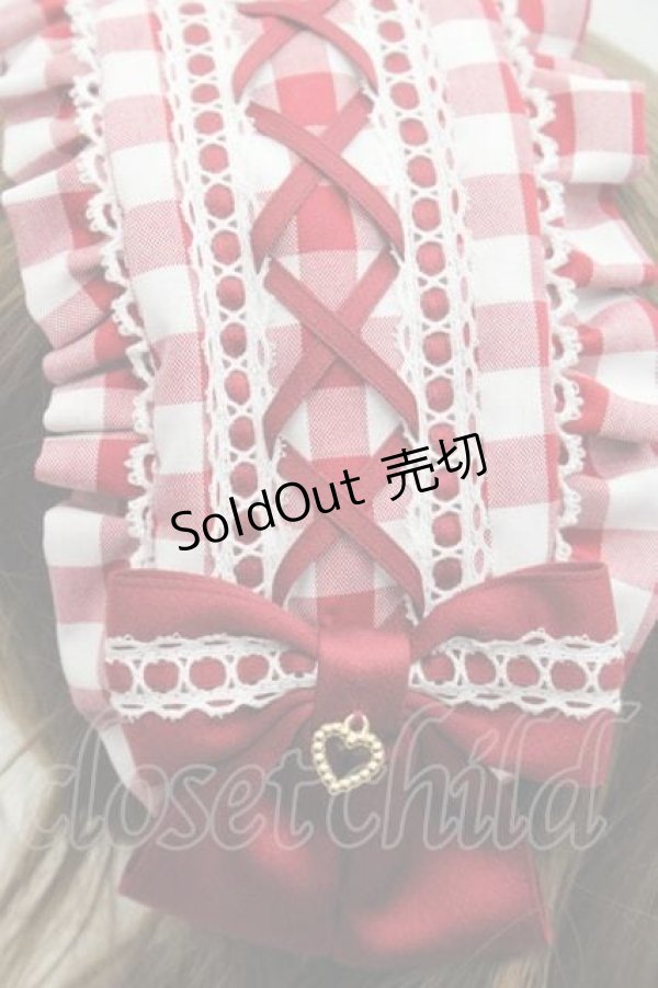 画像4: metamorphose / ヘッドドレス風カチューシャ(ギンガム)  赤Ｘ白 I-25-11-18-094-ME-AC-SA-ZI (4)