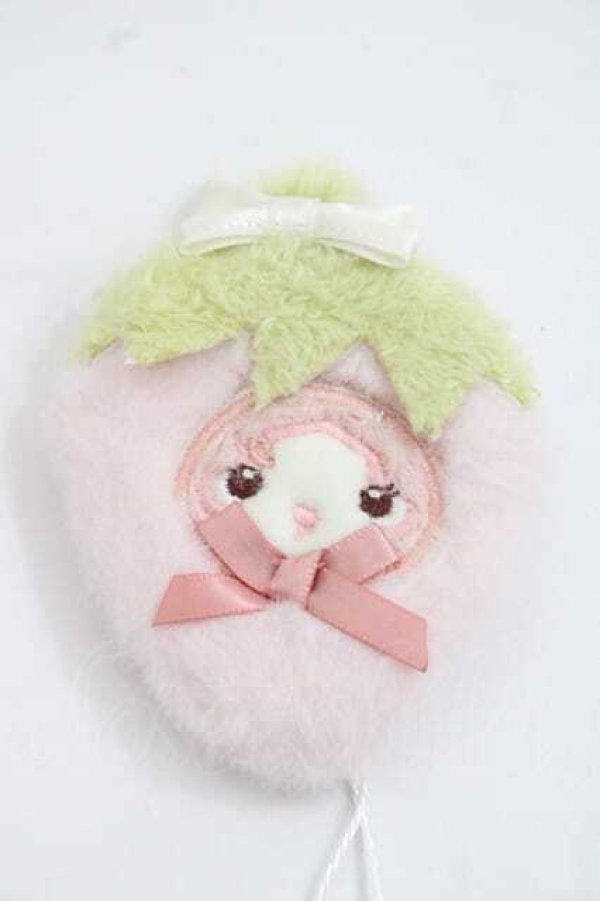 画像1: momo物語（海外ロリータブランド） / いちごふわふわブローチ  ピンク I-25-11-18-110-LO-ZA-SA-ZI (1)