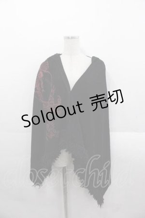 画像: Qutie Frash / 龍プリントフードケープ  黒Ｘ赤 I-25-11-18-020-QU-JA-SA-ZI