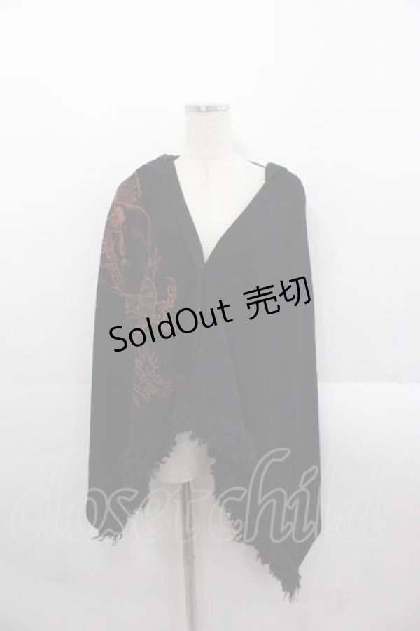 画像1: Qutie Frash / 龍プリントフードケープ  黒Ｘ赤 I-25-11-18-020-QU-JA-SA-ZI (1)