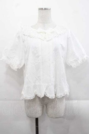 画像: PINK HOUSE / バラレース衿半袖ブラウス  ホワイト I-25-11-18-023-LO-BL-SA-ZI