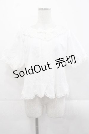 画像: PINK HOUSE / バラレース衿半袖ブラウス  ホワイト I-25-11-18-023-LO-BL-SA-ZI