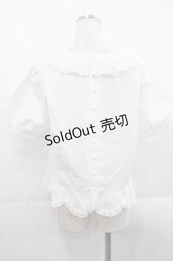 画像2: PINK HOUSE / バラレース衿半袖ブラウス  ホワイト I-25-11-18-023-LO-BL-SA-ZI (2)