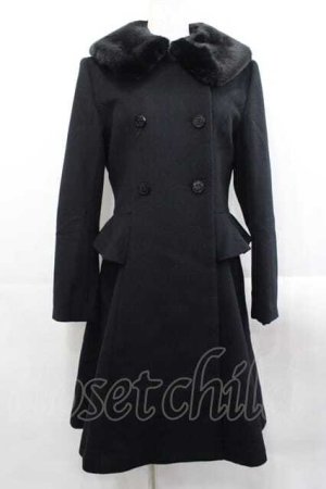 画像: Moi-meme-Moitie / ファー付きバッスルコート  黒 I-25-11-18-028-MO-CO-SA-ZI