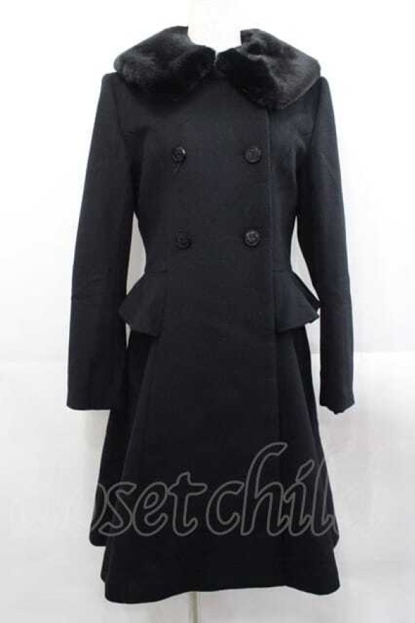 画像1: Moi-meme-Moitie / ファー付きバッスルコート  黒 I-25-11-18-028-MO-CO-SA-ZI (1)