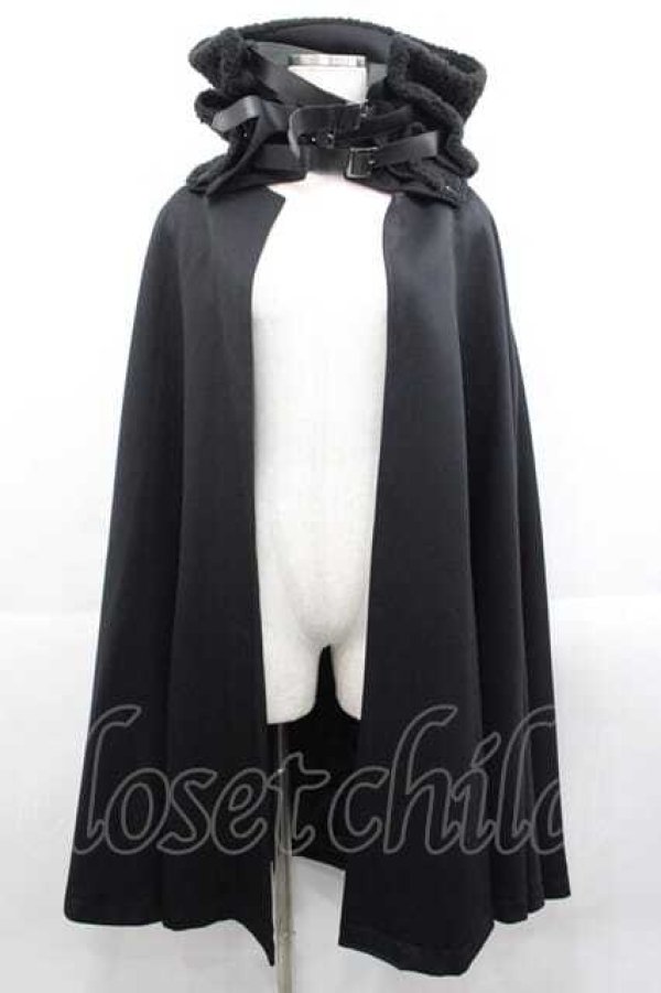 画像1: alice auaa / ファー襟ロングケープコート 3 ブラック I-25-11-18-029-AA-CO-SA-ZI (1)