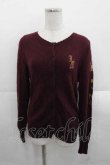 画像1: Jane Marple / 袖クラウン編み込みニットカーディガン M ボルドー I-25-11-18-005-JM-TO-SA-ZI (1)
