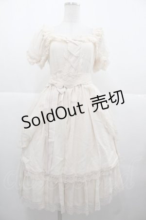 画像: Amnesia(失 症)（海外ロリータブランド） / Handwriting Letter ショートスリーブワンピース 0 ベージュ I-25-11-24-055-LO-OP-SA-ZI