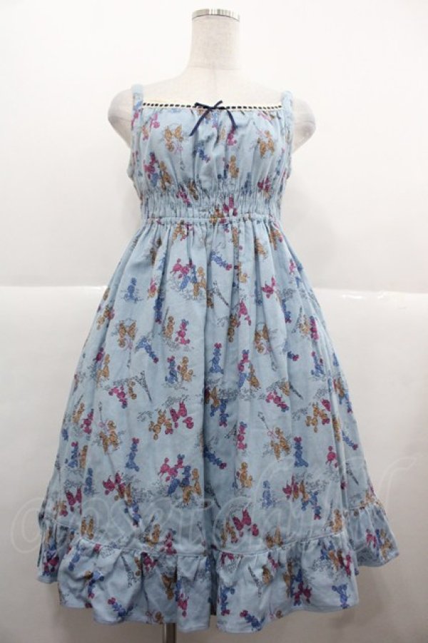 画像1: Emily Temple cute / プードル柄ジャンパースカート  サックス I-25-11-24-057-ET-OP-SA-ZI (1)